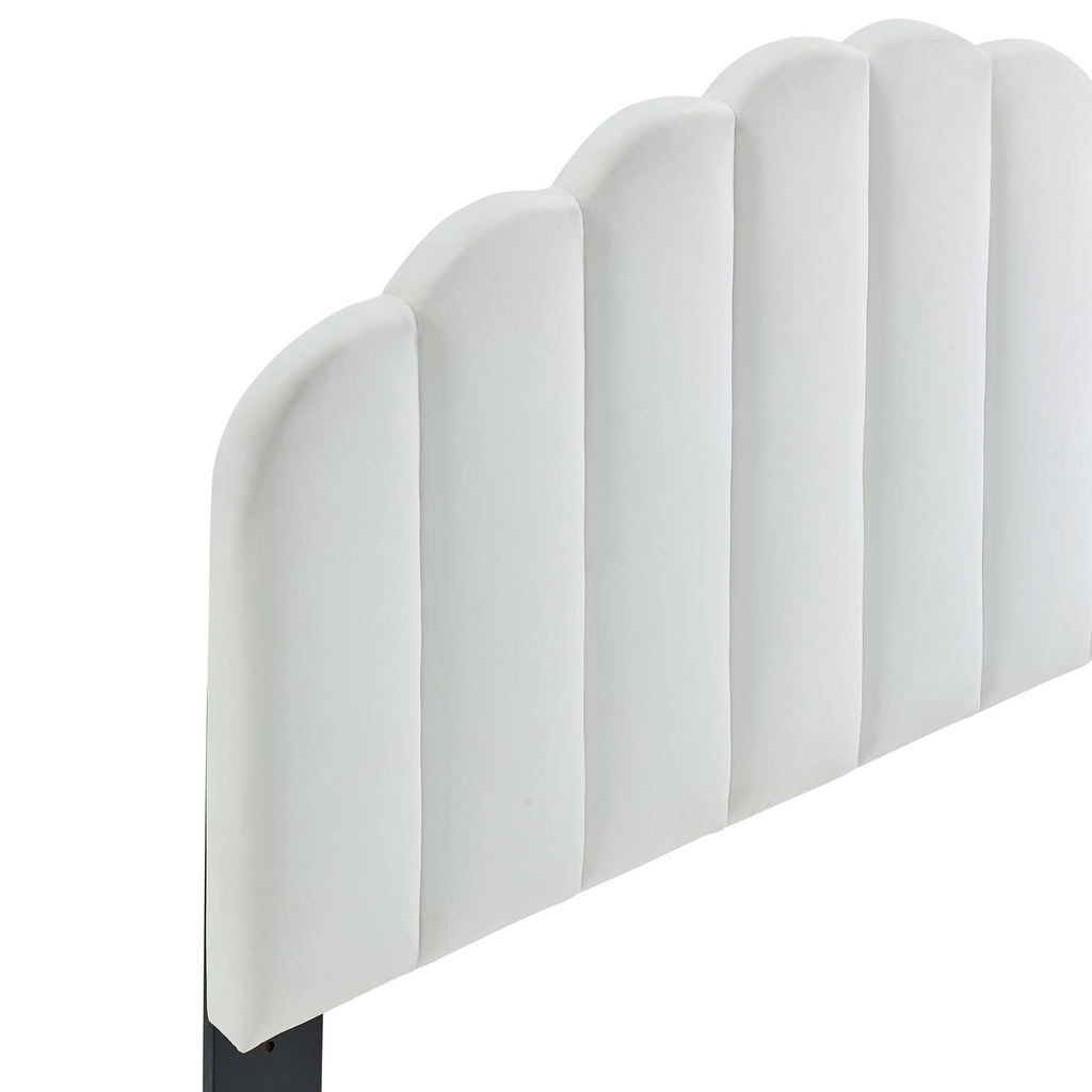 Veronique Twin Performance Velvet Headboard in White