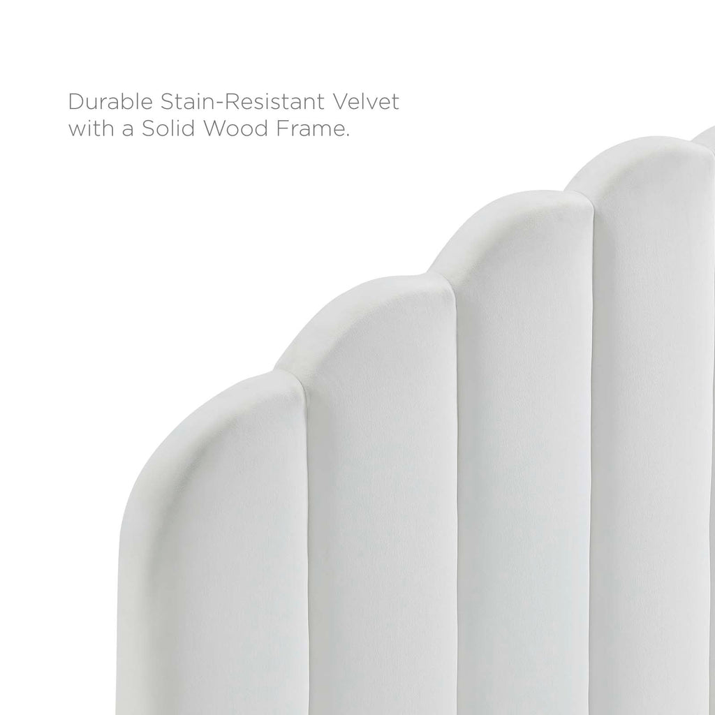 Veronique Twin Performance Velvet Headboard in White