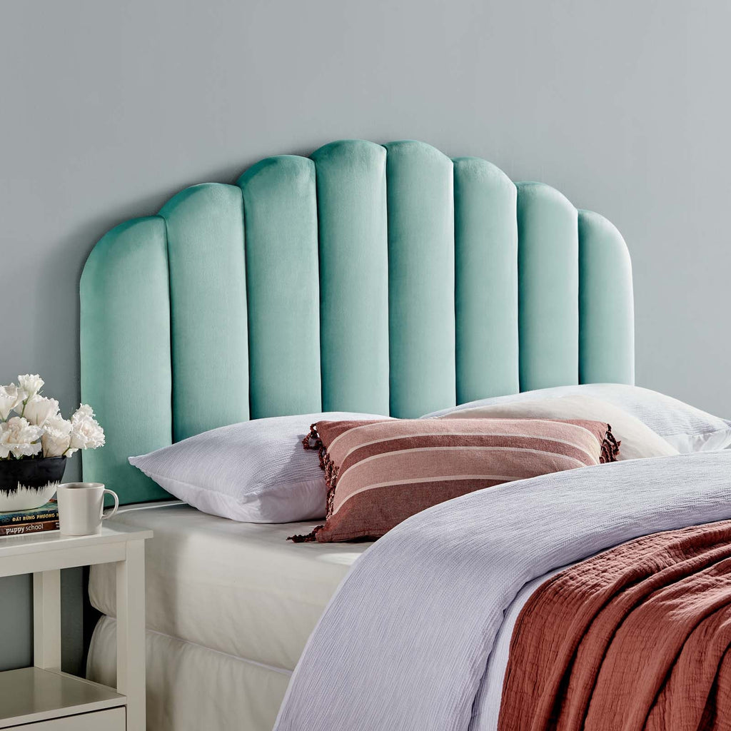 Veronique Full/Queen Performance Velvet Headboard in Mint