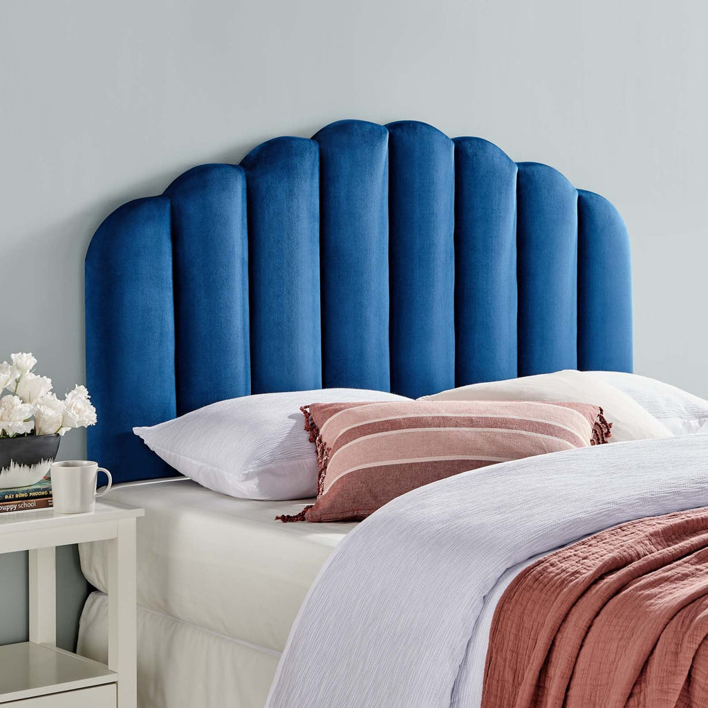 Veronique Full/Queen Performance Velvet Headboard in Navy