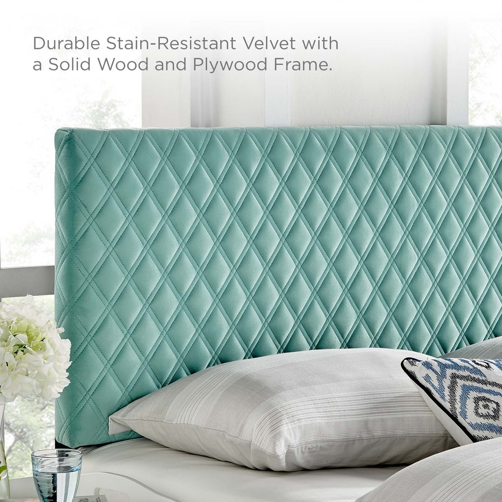 Angela Twin Performance Velvet Headboard in Mint