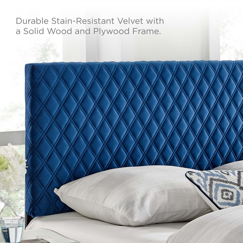 Angela Twin Performance Velvet Headboard in Navy