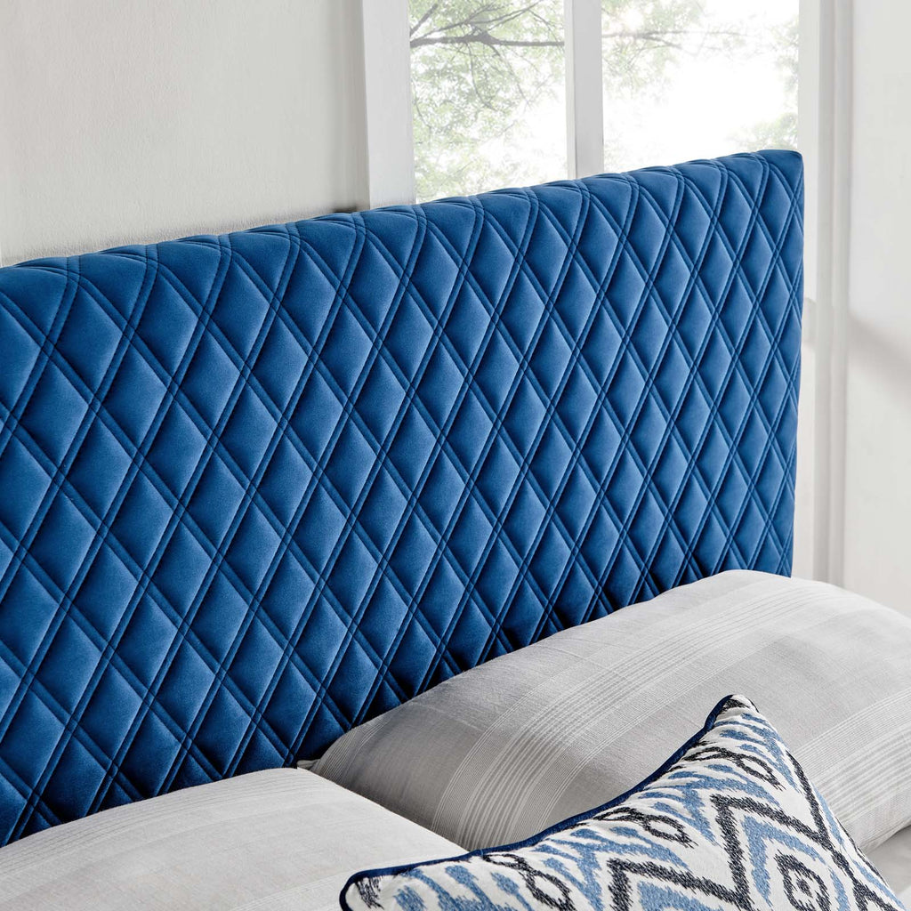 Angela Twin Performance Velvet Headboard in Navy