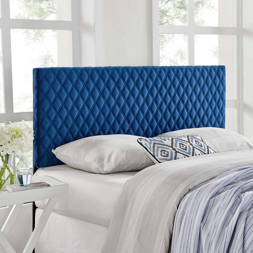 Angela Twin Performance Velvet Headboard in Navy