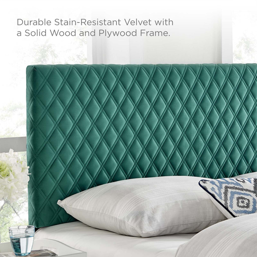 Angela Twin Performance Velvet Headboard in Teal