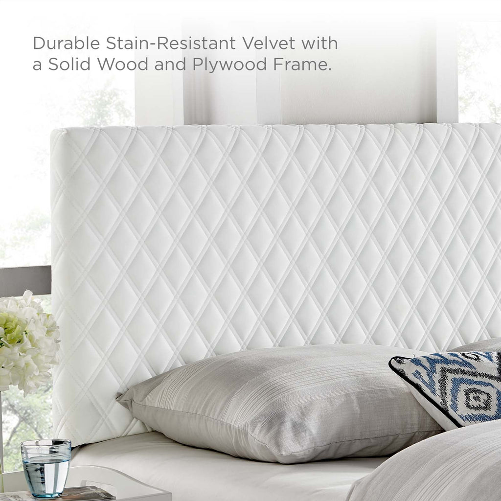 Angela Twin Performance Velvet Headboard in White