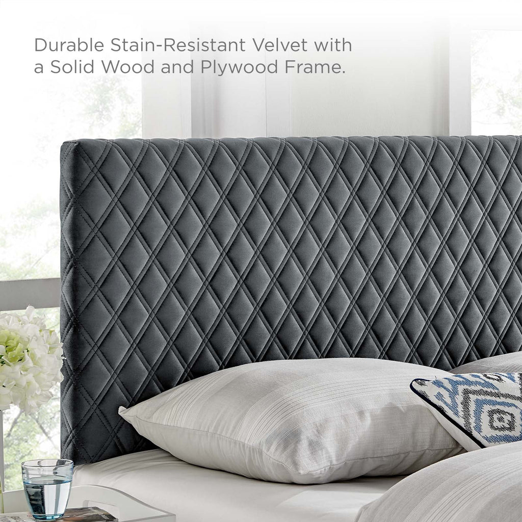 Angela King Performance Velvet Headboard in Charcoal