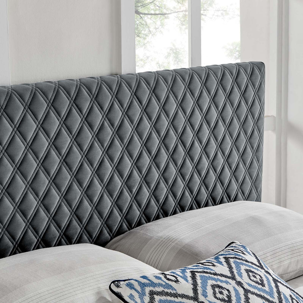 Angela King Performance Velvet Headboard in Charcoal