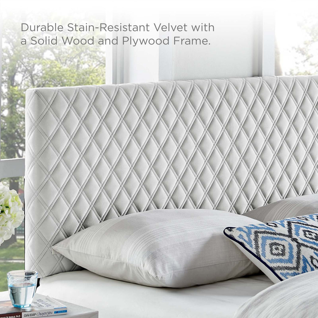 Angela King Performance Velvet Headboard in Light Gray