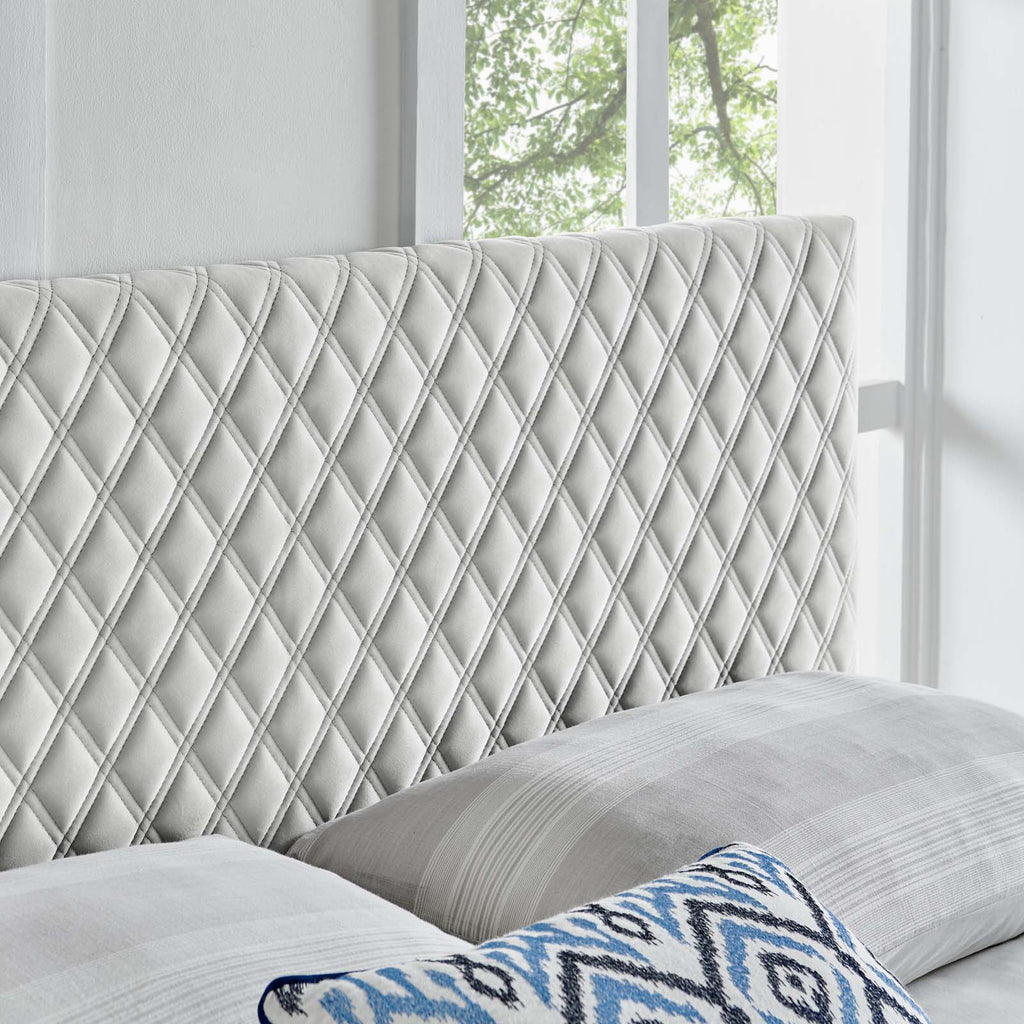 Angela King Performance Velvet Headboard in Light Gray