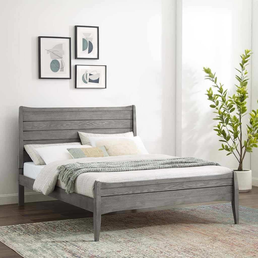 Georgia Wood Platform Bed, Grey