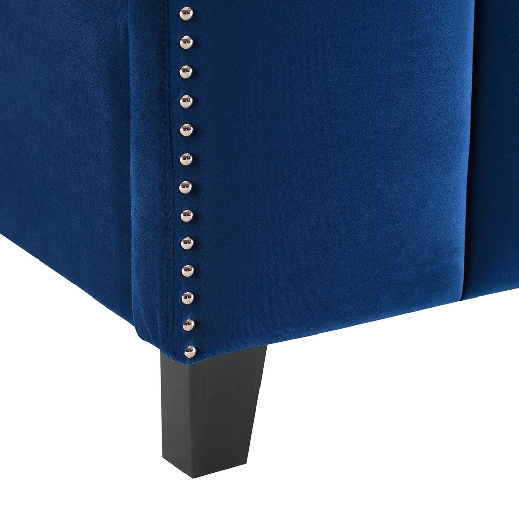 Lucille Queen Performance Velvet Platform Bed in Navy