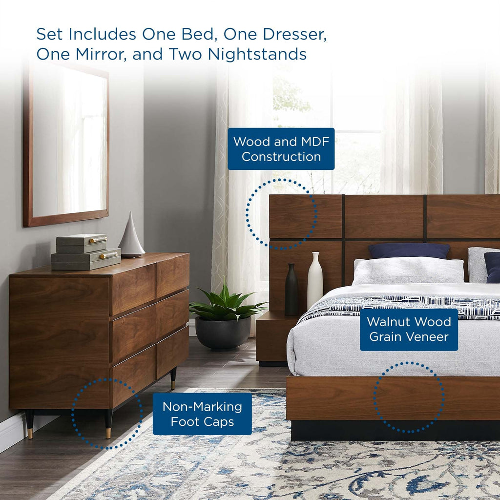 Caima 5-Piece Bedroom Set in Walnut-2