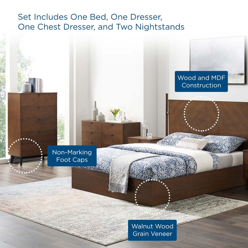 Kali 5-Piece Bedroom Set in Walnut-1