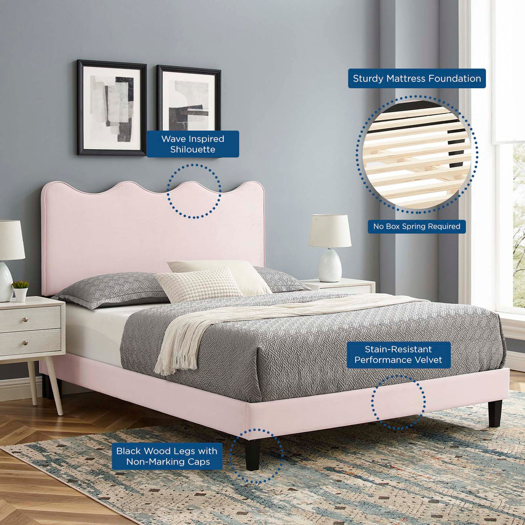 Current Performance Velvet Platform Bed- Full, Pink