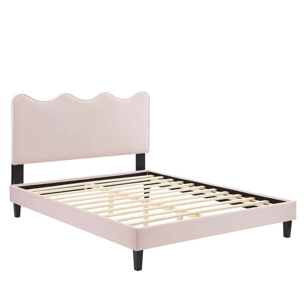 Current Performance Velvet Platform Bed- Full, Pink