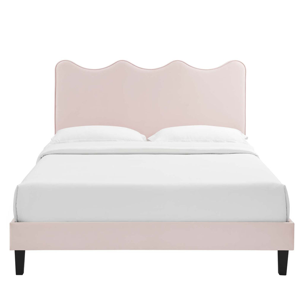 Current Performance Velvet Platform Bed- Full, Pink