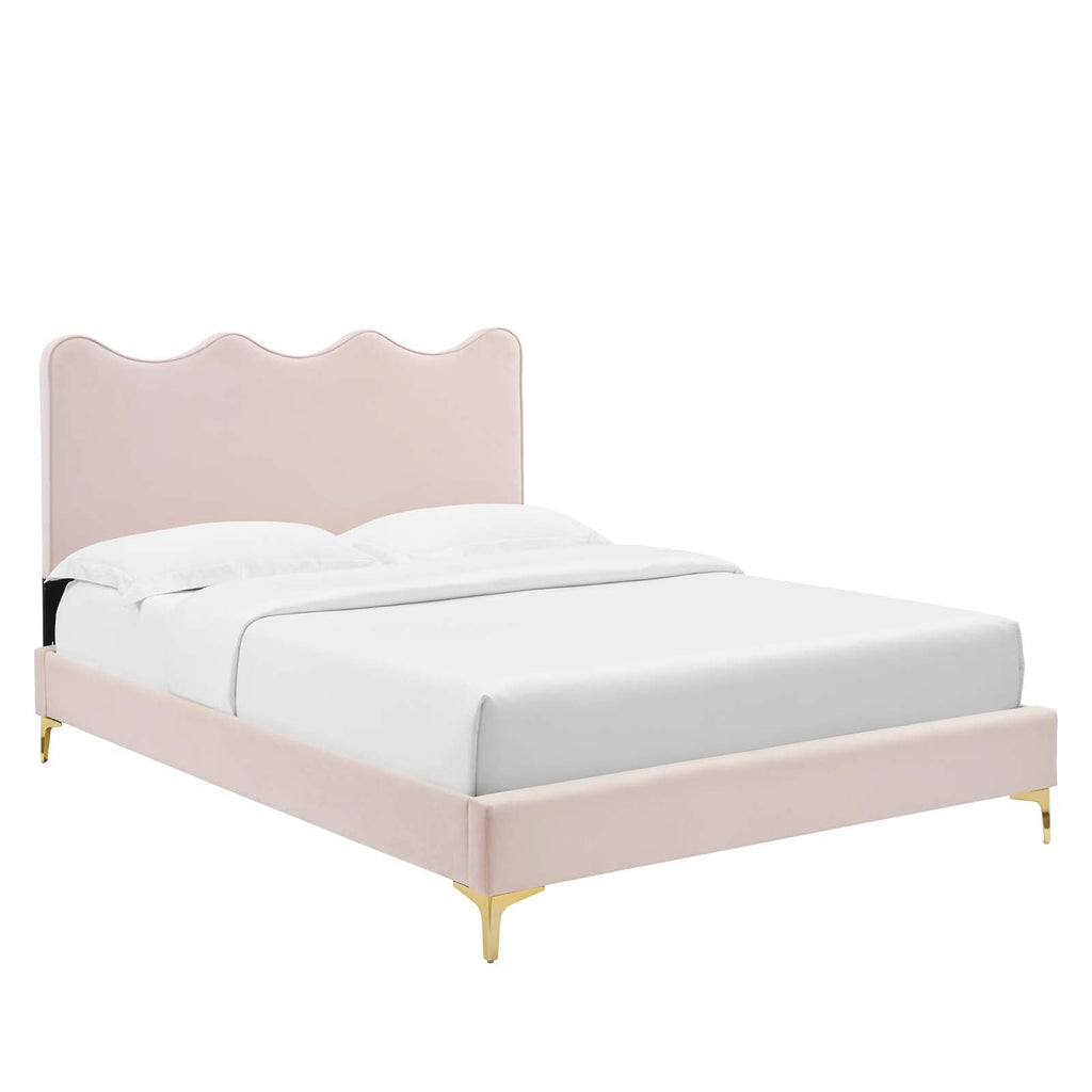 Current Performance Velvet Platform Bed Queen Size - Pink