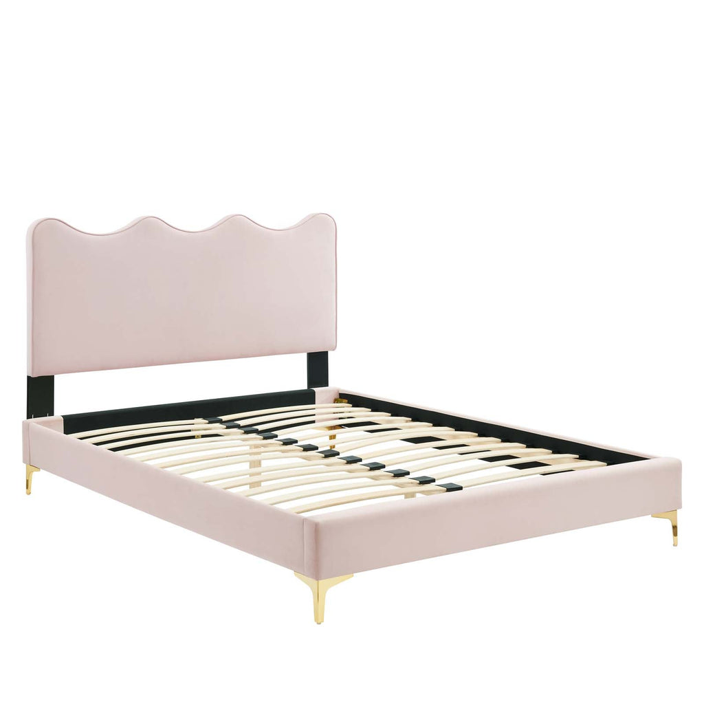 Current Performance Velvet Platform Bed Queen Size - Pink