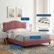 Juniper Channel Tufted Performance Velvet Platform Bed - Dusty Rose