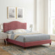 Juniper Channel Tufted Performance Velvet Platform Bed - Dusty Rose