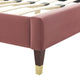 Juniper Channel Tufted Performance Velvet Platform Bed - Dusty Rose