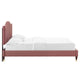 Juniper Channel Tufted Performance Velvet Platform Bed - Dusty Rose