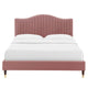 Juniper Channel Tufted Performance Velvet Platform Bed - Dusty Rose