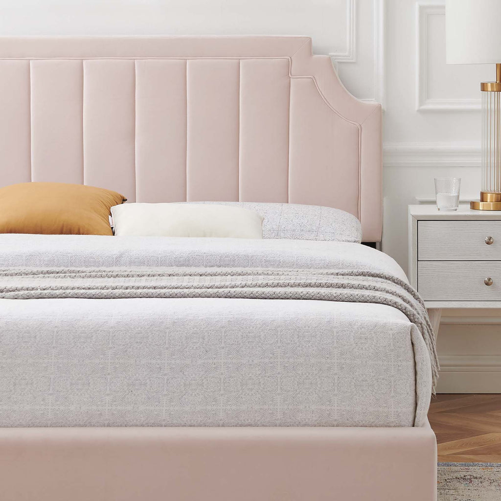 Sienna Performance Velvet Platform Bed - Pink