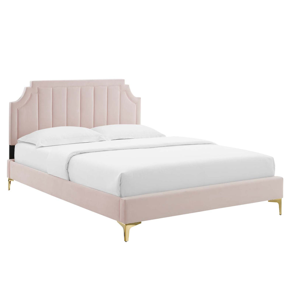 Sienna Performance Velvet Platform Bed - Pink