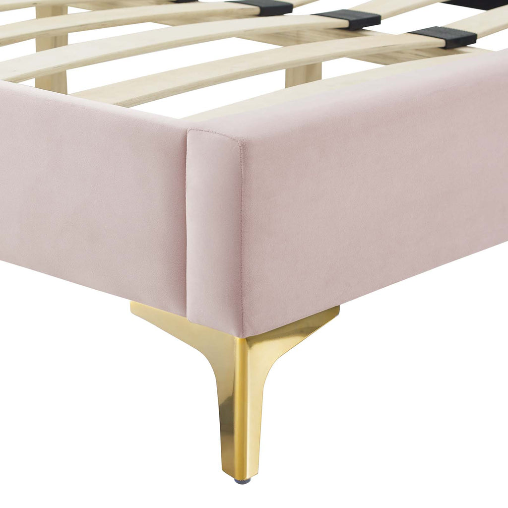 Sienna Performance Velvet Platform Bed - Pink