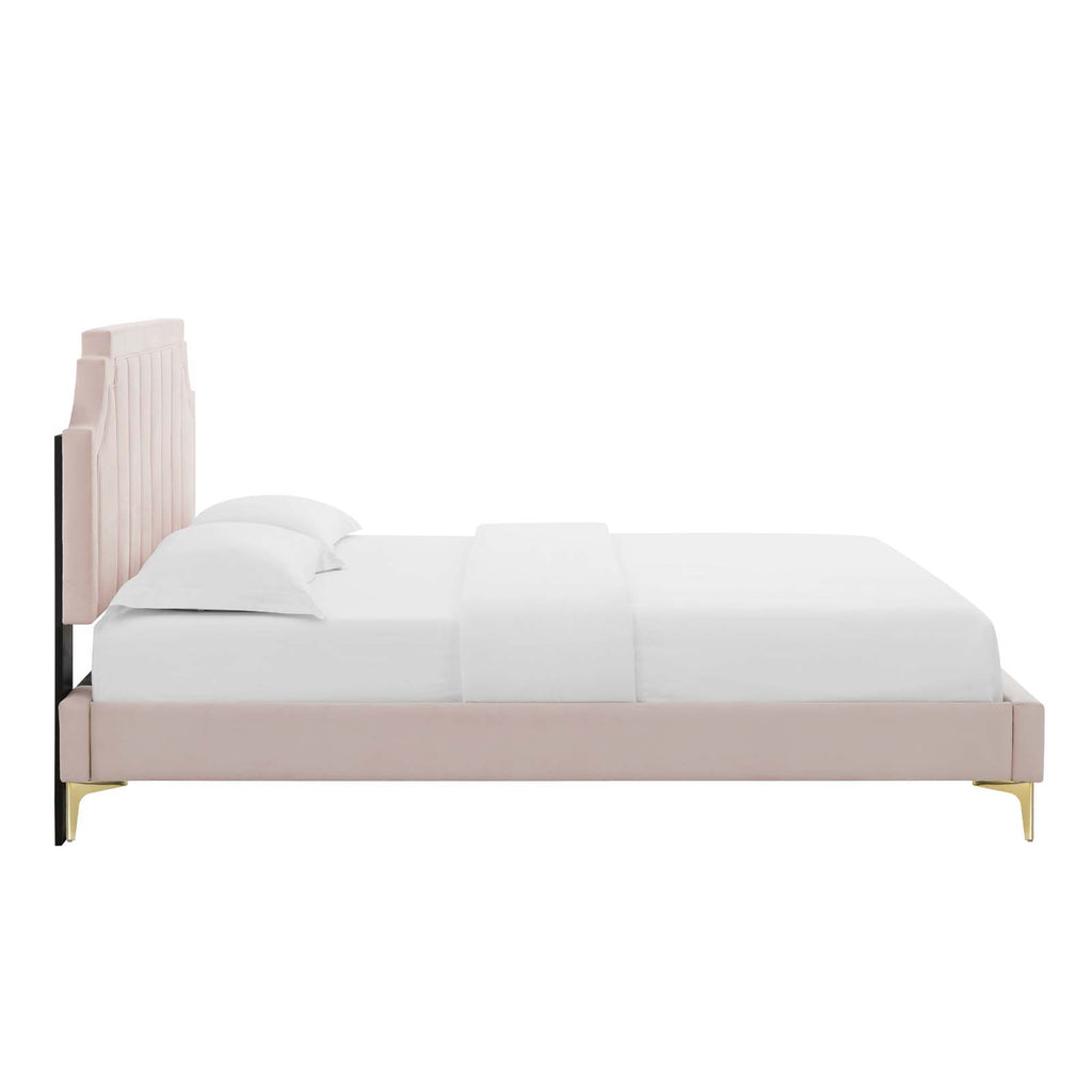 Sienna Performance Velvet Platform Bed - Pink