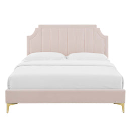 Sienna Performance Velvet Platform Bed - Pink