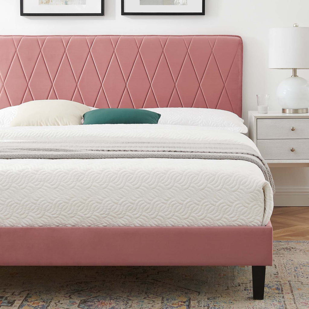 Phillipa Performance Velvet Platform Bed - Dusty Rose