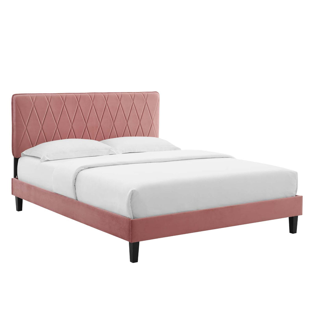 Phillipa Performance Velvet Platform Bed - Dusty Rose