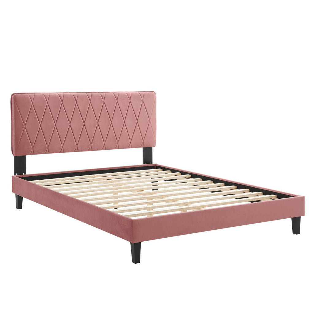 Phillipa Performance Velvet Platform Bed - Dusty Rose