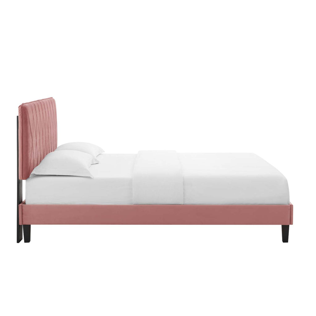 Phillipa Performance Velvet Platform Bed - Dusty Rose