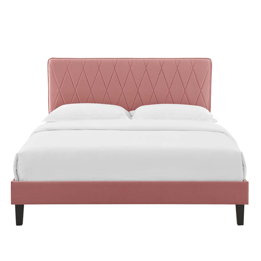 Phillipa Performance Velvet Platform Bed - Dusty Rose