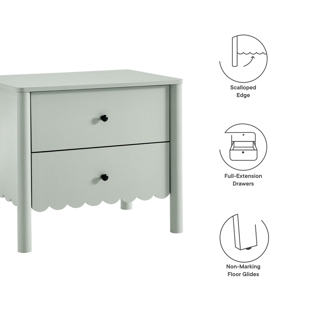 Emmeline Scalloped 2-Drawer Nightstand