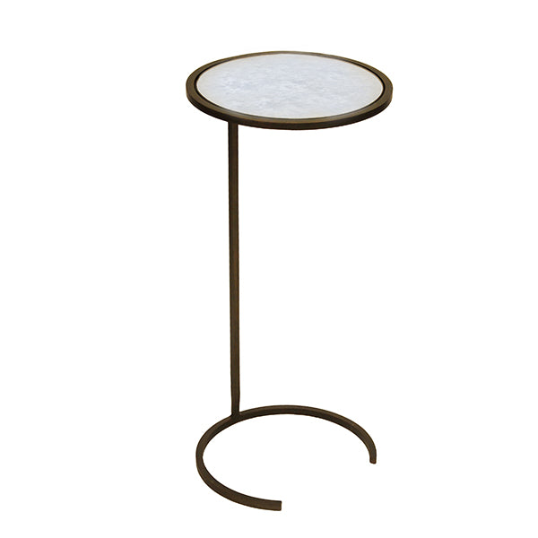 Small Round Cigar Table Bronze With Antique Mirror Top