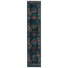 Vibe by Jaipur Living Lia Medallion Blue/ Rust Runner Rug