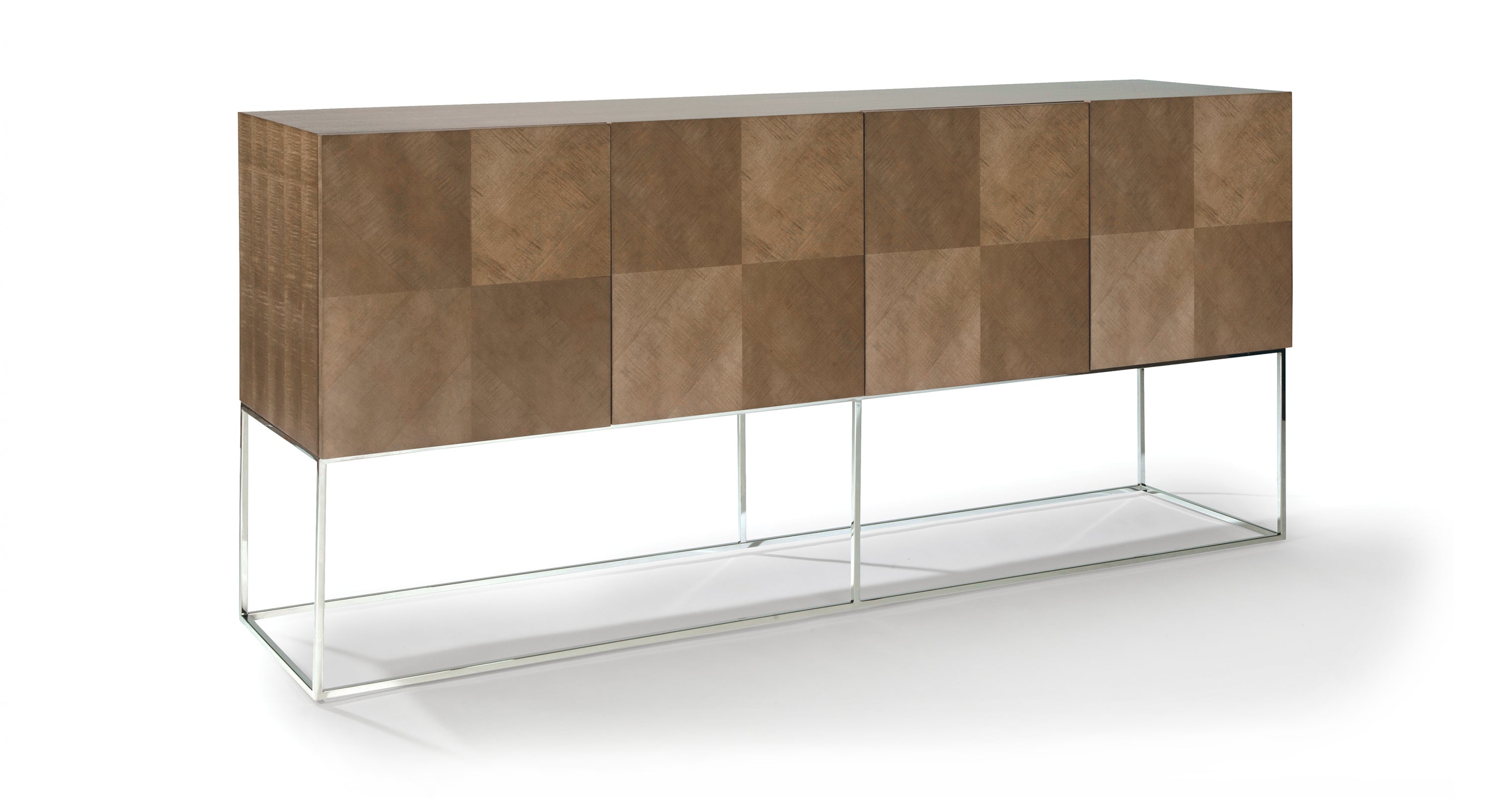 Mabel Maple Buffet In Nutty Brown Finish With Polished Stainless Steel Legs