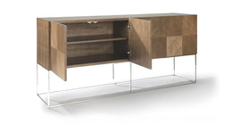 Mabel Maple Buffet In Nutty Brown Finish With Polished Stainless Steel Legs