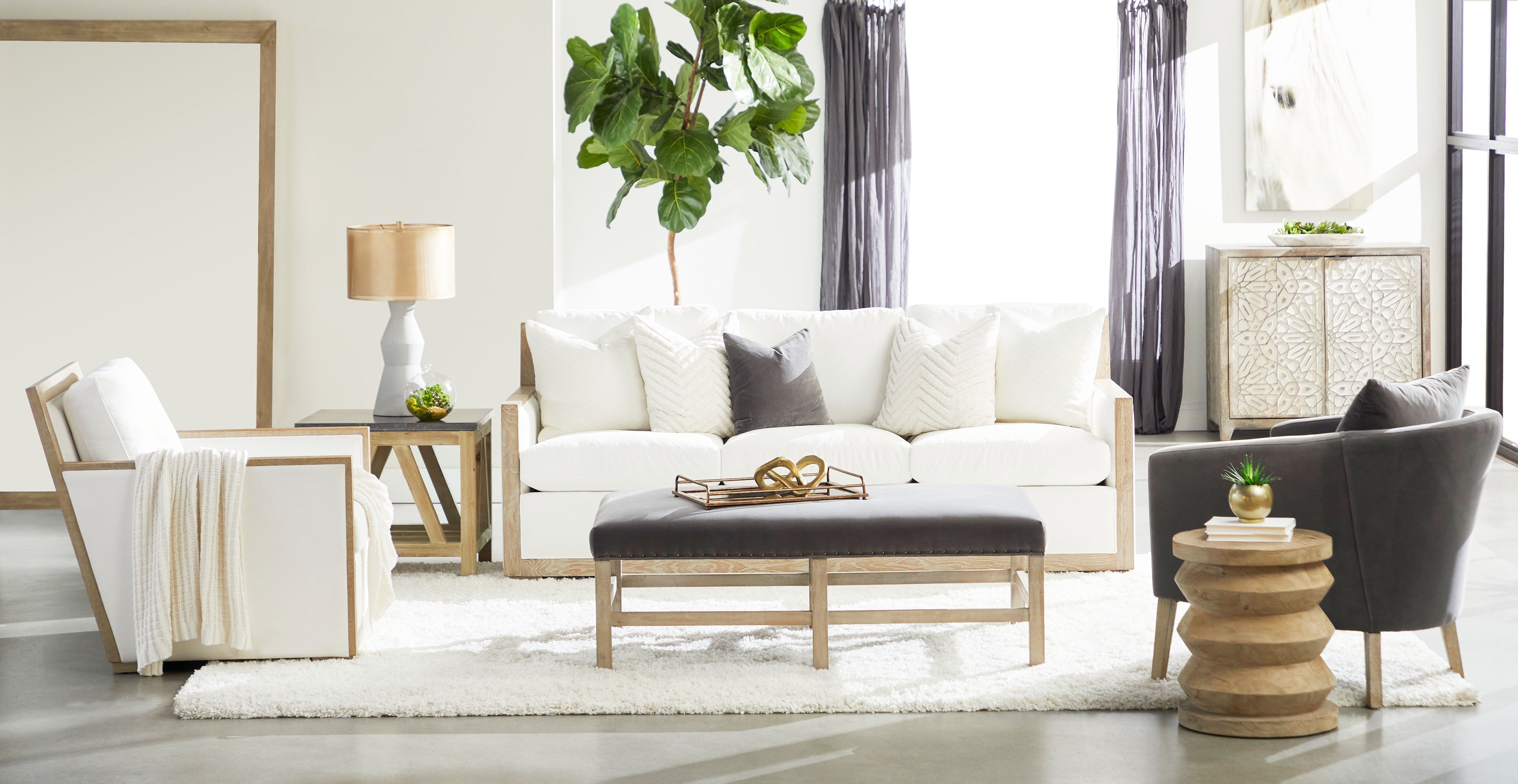 Manhattan 85" Wood Trim Sofa