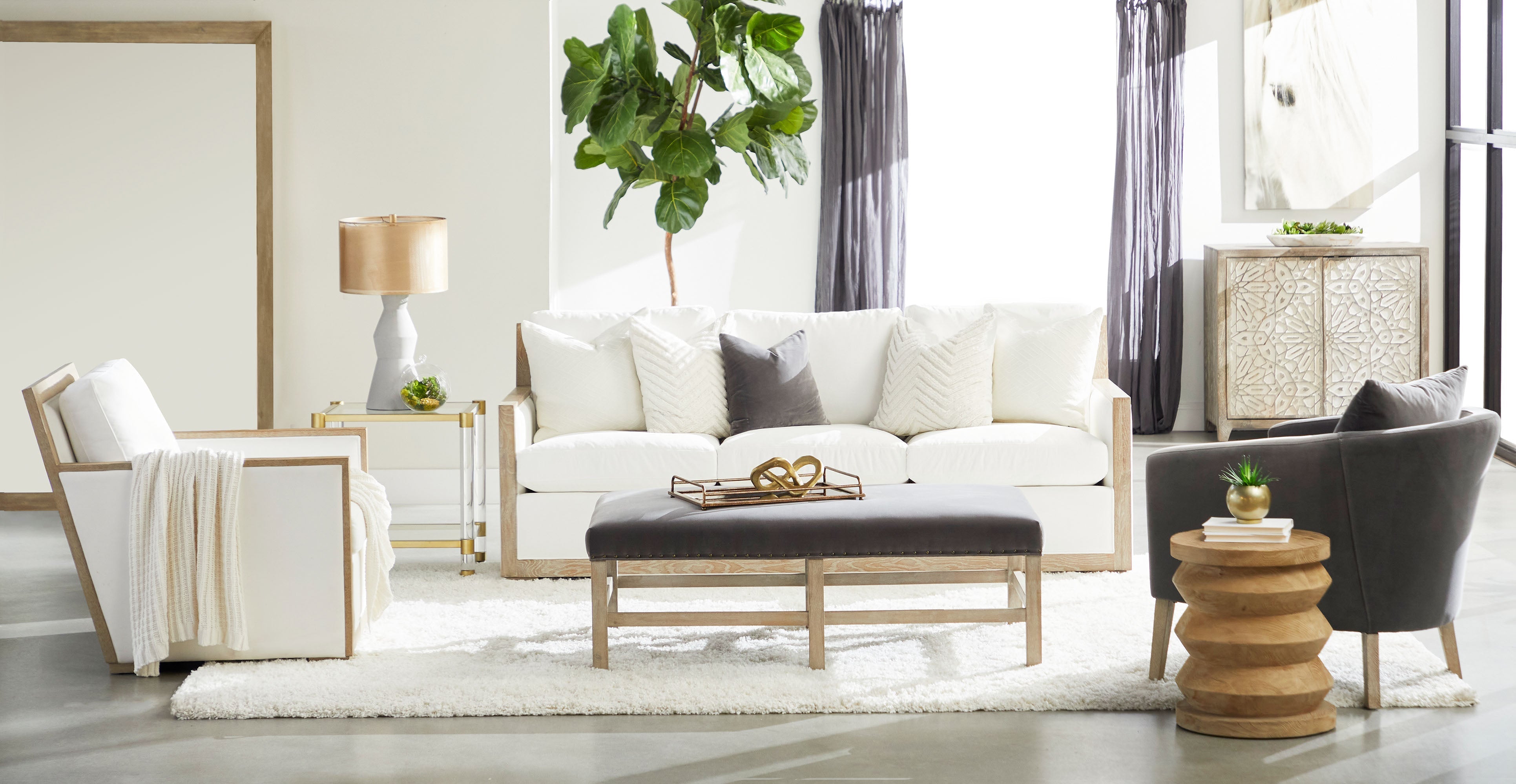 Manhattan 85" Wood Trim Sofa