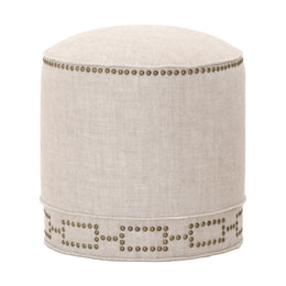 Marlow Ottoman, Bisque French Linen