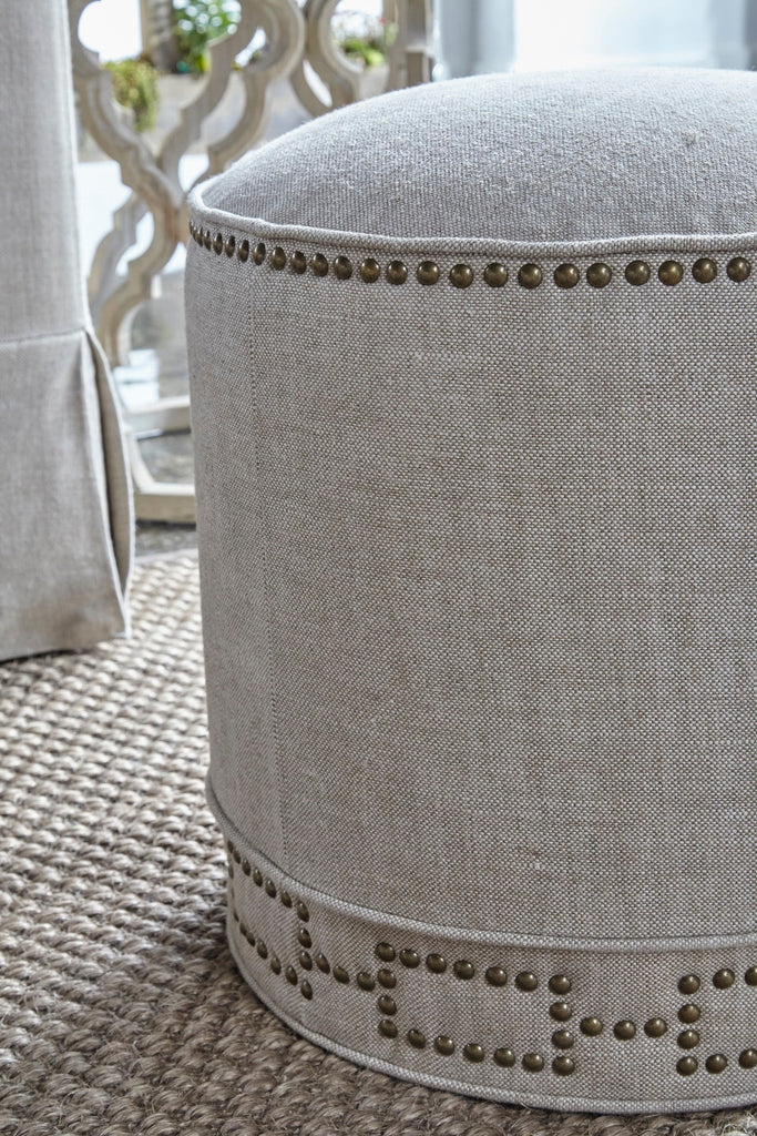 Marlow Ottoman, Bisque French Linen
