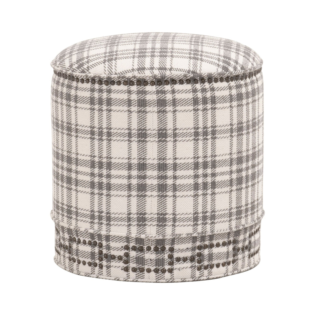 Marlow Ottoman, Tartan Charcoal