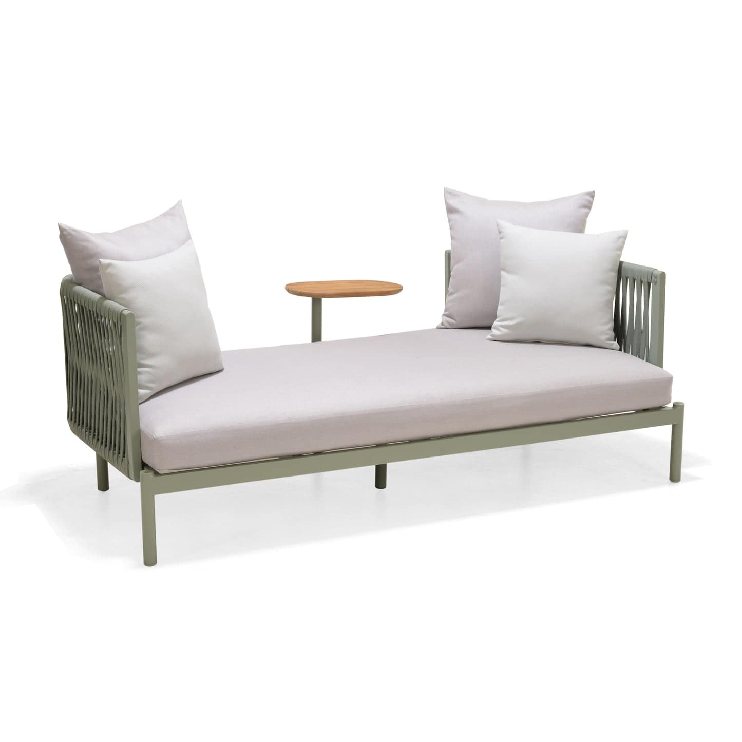 Mica 2-Piece Rust-Free Aluminum and Rope Patio Daybed Set w/ Integrated Side Table and Premium Cushions