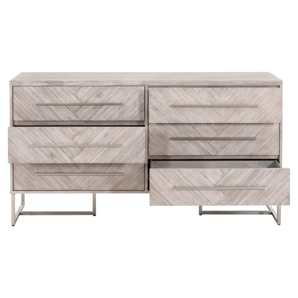 Mosaic 6-Drawer Double Dresser, Natural Grey